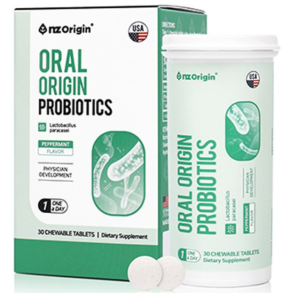 엔젯오리진 오랄 프로바이오틱스 제품은 구강유래 유산균으로 간편히 씹어먹으며 구강과 장의 유산균을 관리할 수 있으며 보장균수 10억 CFU를 보장하며 자일리톨, 페퍼민트, 멘톨의 부원료를 함유하여 구강 건조증과 입냄새를 개선시켜줍니다.
