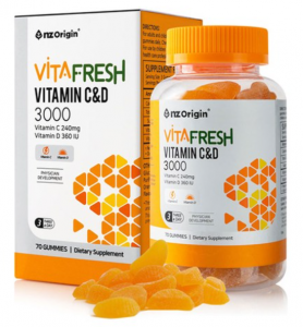 엔젯오리진의 비타프레시 비타민 C&D 구미는 비타민 C와D를 집중 관리할 수 있으며 새콤달콤한 오렌지맛으로 남녀노소 누구나 부담 없이 맛있게 즐길 수 있습니다.